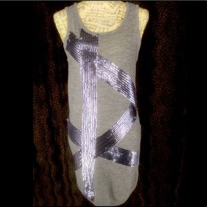 BeBe M/S Gray 100% Merino Wool Sweater Dress W/ Sequins